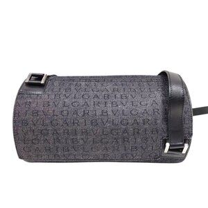 Bvlgari Shoulder Bag Round Black Canvas